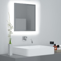  LED Bathroom Mirror High Gloss Grey 40x8.5x37 cm Acrylic