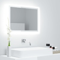  LED Bathroom Mirror High Gloss White 60x8.5x37 cm Acrylic
