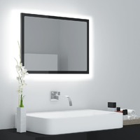  LED Bathroom Mirror High Gloss Black 60x8.5x37 cm Acrylic