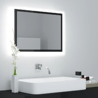  LED Bathroom Mirror High Gloss Grey 60x8.5x37 cm Acrylic