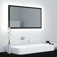  LED Bathroom Mirror Black 80x8.5x37 cm Acrylic