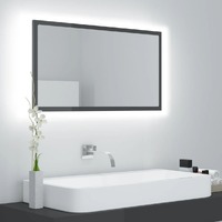  LED Bathroom Mirror High Gloss Grey 80x8.5x37 cm Acrylic
