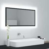  LED Bathroom Mirror Grey 90x8.5x37 cm Acrylic