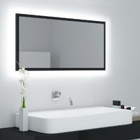  LED Bathroom Mirror High Gloss Black 90x8.5x37 cm Acrylic