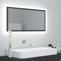 LED Bathroom Mirror High Gloss Grey 90x8.5x37 cm Acrylic