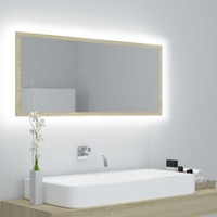  LED Bathroom Mirror Sonoma Oak 100x8.5x37 cm Acrylic
