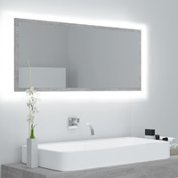  LED Bathroom Mirror Concrete Grey 100x8.5x37 cm Acrylic