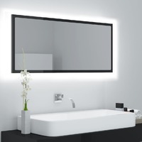  LED Bathroom Mirror High Gloss Black 100x8.5x37 cm Acrylic