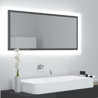  LED Bathroom Mirror High Gloss Grey 100x8.5x37 cm Acrylic