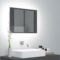  LED Bathroom Mirror Cabinet High Gloss Grey 60x12x45 cm Acrylic