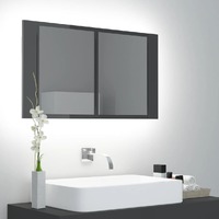  LED Bathroom Mirror Cabinet High Gloss Grey 80x12x45 cm Acrylic