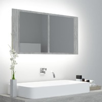  LED Bathroom Mirror Cabinet Concrete Grey 90x12x45 cm Acrylic