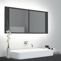  LED Bathroom Mirror Cabinet Grey 100x12x45 cm Acrylic