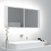  LED Bathroom Mirror Cabinet High Gloss White 100x12x45cm Acrylic