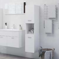  Bathroom Cabinet White 30x30x130 cm Engineered Wood