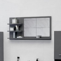  Bathroom Mirror High Gloss Grey 90x10.5x45 cm Engineered Wood