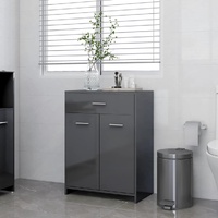  Bathroom Cabinet High Gloss Grey 60x33x80 cm Engineered Wood
