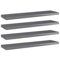  Bookshelf Boards 4 pcs High Gloss Grey 40x10x1.5 cm Engineered Wood