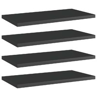  Bookshelf Boards 4 pcs High Gloss Black 40x20x1.5 cm Engineered Wood