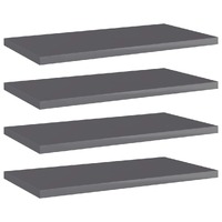  Bookshelf Boards 4 pcs High Gloss Grey 40x20x1.5 cm Engineered Wood