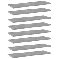  Bookshelf Boards 8 pcs Concrete Grey 60x20x1.5 cm Engineered Wood