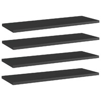  Bookshelf Boards 4 pcs High Gloss Black 60x20x1.5 cm Engineered Wood
