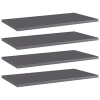  Bookshelf Boards 4 pcs High Gloss Grey 60x30x1.5 cm Engineered Wood