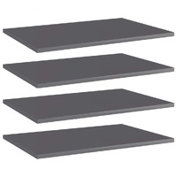  Bookshelf Boards 4 pcs High Gloss Grey 60x40x1.5 cm Engineered Wood