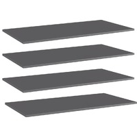  Bookshelf Boards 4 pcs High Gloss Grey 80x20x1.5 cm Engineered Wood