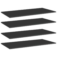 Bookshelf Boards 4 pcs High Gloss Black 80x30x1.5 cm Engineered Wood