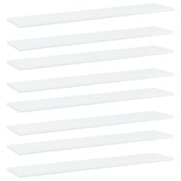  Bookshelf Boards 8 pcs White 100x20x1.5 cm Engineered Wood