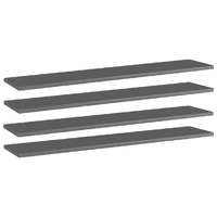  Bookshelf Boards 4 pcs High Gloss Grey 100x20x1.5 cm Engineered Wood