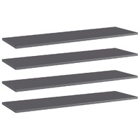  Bookshelf Boards 4 pcs High Gloss Grey 100x30x1.5 cm Engineered Wood