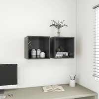  Wall Cabinets 2 pcs Grey 37x37x37 cm Engineered Wood