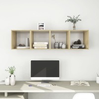  Wall Cabinets 4 pcs White and Sonoma Oak 37x37x37 cm Engineered Wood