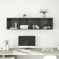  Wall Cabinets 4 pcs High Gloss Grey 37x37x37 cm Engineered Wood