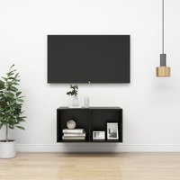  Wall-mounted TV Cabinet Black 37x37x72 cm Engineered Wood