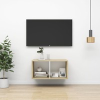  Wall-mounted TV Cabinet Sonoma Oak and White 37x37x72 cm Engineered Wood