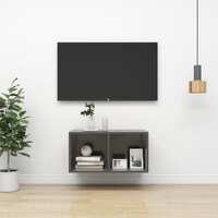  Wall-mounted TV Cabinet High Gloss Grey 37x37x72 cm Engineered Wood