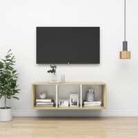 Wall-mounted TV Cabinet Sonoma Oak and White 37x37x107 cm Engineered Wood