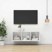  Wall-mounted TV Cabinet High Gloss White 37x37x107 cm Engineered Wood