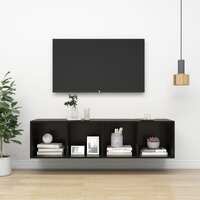  Wall-mounted TV Cabinet High Gloss Black 37x37x142.5 cm Engineered Wood