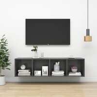  Wall-mounted TV Cabinet High Gloss Grey 37x37x142.5 cm Engineered Wood