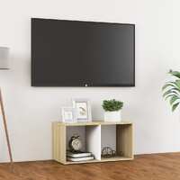  TV Cabinet White and Sonoma Oak 72x35x36.5 cm Engineered Wood