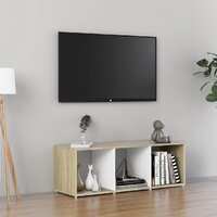  TV Cabinet White and Sonoma Oak 107x35x37 cm Engineered Wood