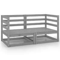  Garden Corner Sofas 2 pcs Grey Solid Pinewood