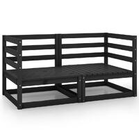  Garden Corner Sofas 2 pcs Black Solid Pinewood
