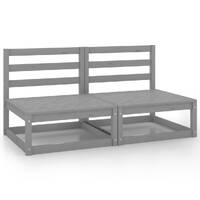 Garden Middle Sofas 2 pcs Grey Solid Pinewood
