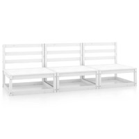  Garden Middle Sofas 3 pcs White Solid Pinewood