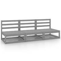  Garden Middle Sofas 3 pcs Grey Solid Pinewood